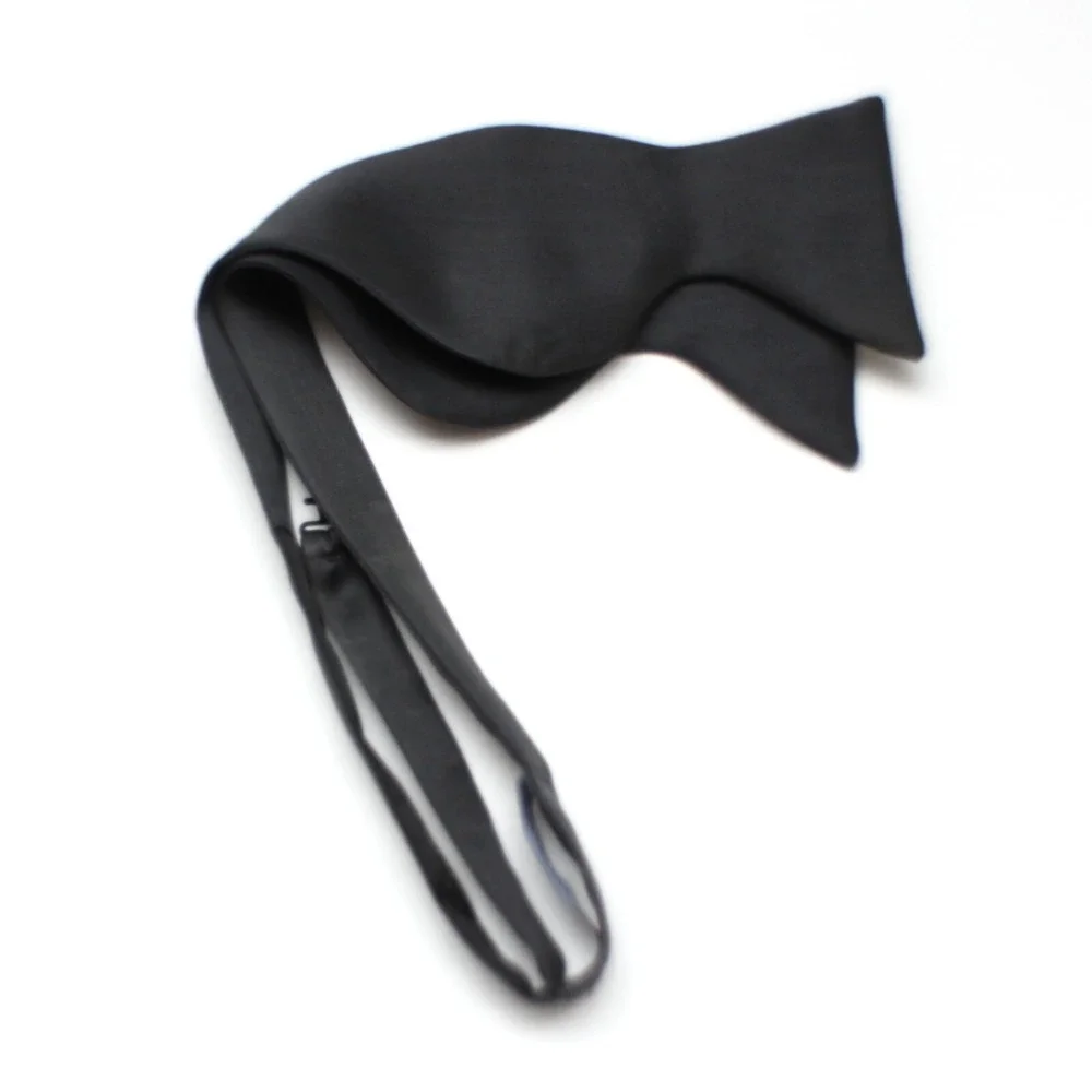 NWT Men's Self-tied Bow Tie Dark Grey Silk‎ Bowtie Big Butterfly S621